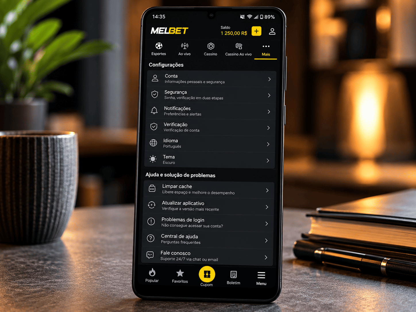 Configurações de instalação e permissões do aplicativo MelBet Android
