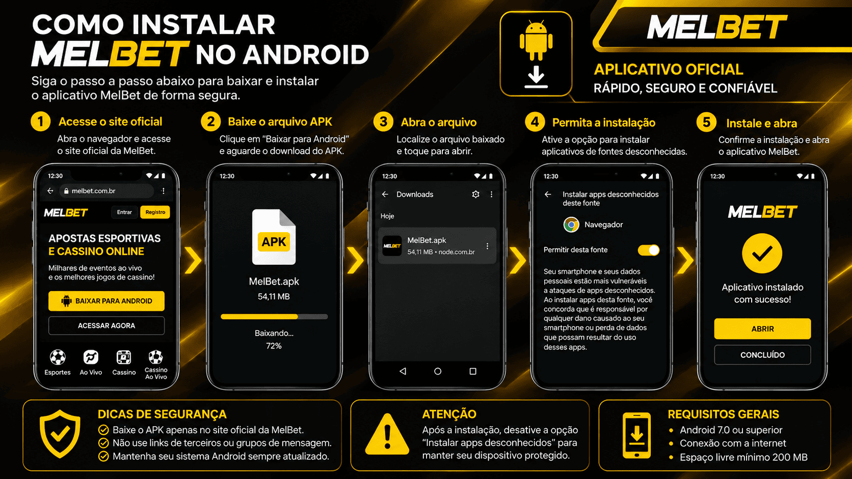 Guia de instalação do MelBet no Android