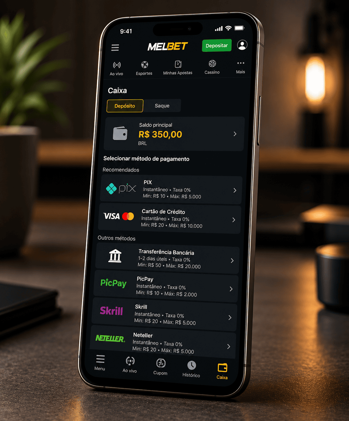 Bônus e métodos de pagamento no MelBet para iPhone e iPad